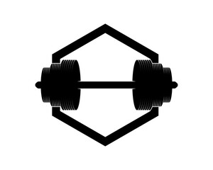 Hexagon shape with barbell inside