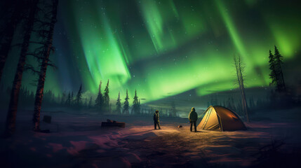  Camping Under Dancing Green Aurora Northern Light