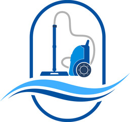 Ellipse shape with vacuum cleaner and wave