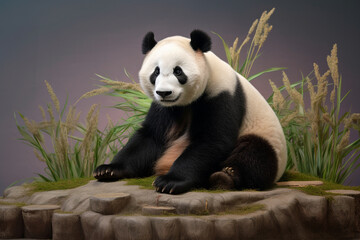 Obraz premium cute panda zoo animal AI generatif 