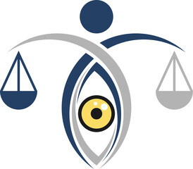 Law scale with people and eye