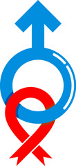 male symbol with red ribbon