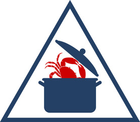Triangle shape with pan and crab inside