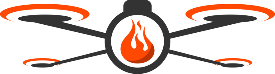 Drone with red propeller and fire
