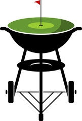 BBQ grill with golf hole