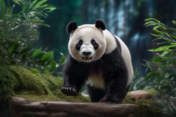 Obraz premium cute panda zoo animal AI generatif 