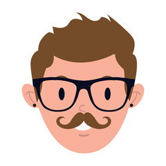 Isolated colored handsome male hipster avatar Vector