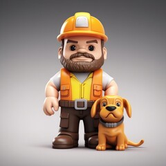 Fototapeta premium Construction worker with dog toy