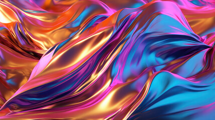 Naklejka premium Colorful iridescent metalic foil. Abstract multicolored wallpapper.
