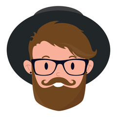 Isolated colored handsome male hipster avatar Vector