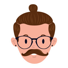 Isolated colored handsome male hipster avatar Vector