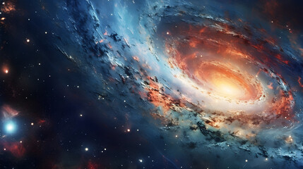 Fototapeta na wymiar spiral galaxy background, deep space nebula created with Generative AI 