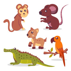 Naklejka premium Set of cute animals in cartoon style