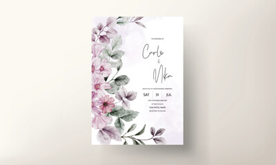 beautiful wedding invitation card with floral watercolor