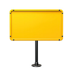 Blank yellow road sign isolated on transparent background