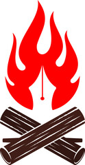 Bonfire with pen on the top