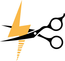 Barber scissors with lightning bolt