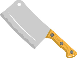 Butcher knife with wood handle