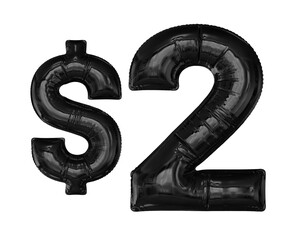 2 Dollar Black Balloons 3D