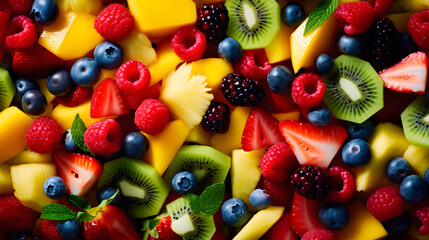 Fototapeta na wymiar A colorful fruit salad, showcasing a variety of fresh fruits, ready to be enjoyed. made with ai generative