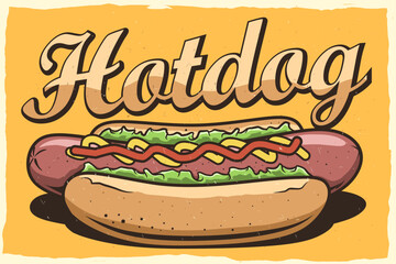 hotdog landscape vintage poster design
