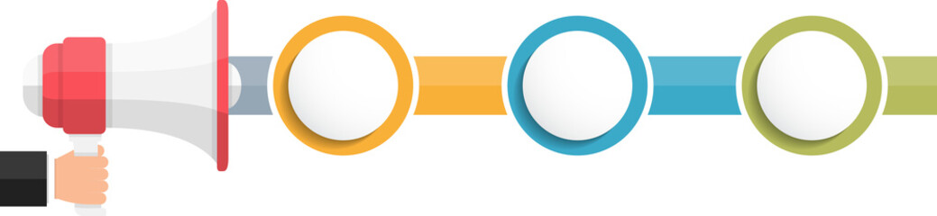 Infographic template with megaphone with 3 elements