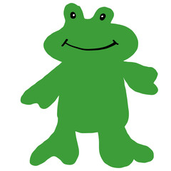 green frog on white