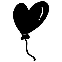 heart shaped black balloon isolated
