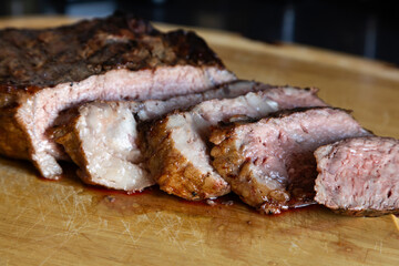Sliced tomahawk ribeye steak