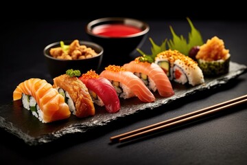 Fototapeta na wymiar Beautifully Plated Homemade Sushi