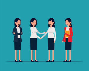 Office team Shaking hans or success agreement. Vector illustration business office concept