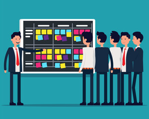 Business tam and planning together .Vector illustration discussing project business concept