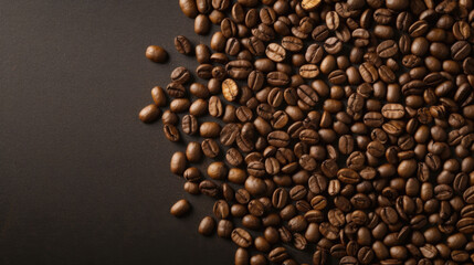 Rich Roast: Coffee Beans on Brown Background with Text Space Generative AI