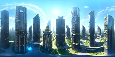 Utopic city, future of humanity, architecture of tommorow, utopian civilisation, skyscrapers with vegetation