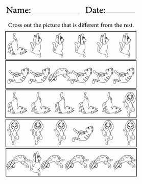 Printable Activity sheet for Kids | Activity Worksheets for Homeschooling | Find the Different Animal