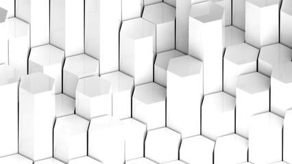 Abstract white hexagon shapes background,geometric background,3d rendering