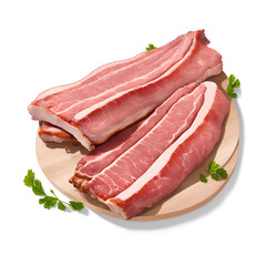 Pork Rib as Raw Meat Product for Cooking and Eating on white background. Realistic style.