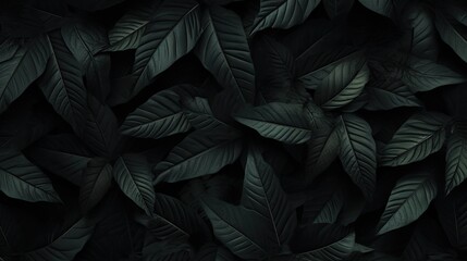 Tropical leaf in dark green texture generated ai