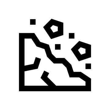 black landslide icon, falling rocks clip art preview