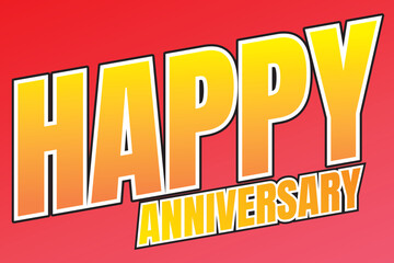 yellow orange happy anniversary text effect design