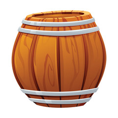 Wooden barrel cartoon illustration isolated on white background