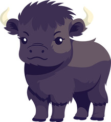Fototapeta premium Cute Buffalo cartoon minimal flat