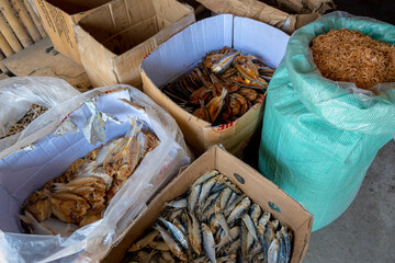 Dried fish and other seafood at Banica Seafood Market at Roxas City.