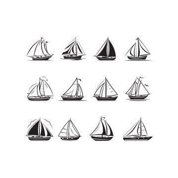 set of ships icon, collection of ships 