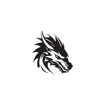 A black and white dragon head