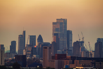 Fototapeta premium Amazing London city cityscapei n morning golden hour. This photo was taken from Parliement hill which is the highest point of the United Kingdom's Capital city.