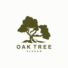 Obraz premium Oak Tree Logo, Nature Tree Plant Vector, Minimalist Simple Design, Illustration, Silhouette, Template
