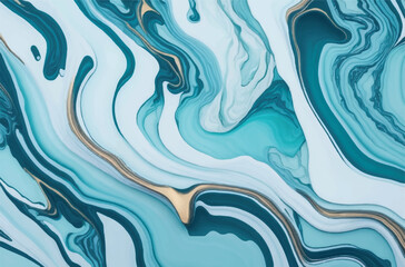 Abstract aquamarine marble wave texture in vector illustration. Coastal calm