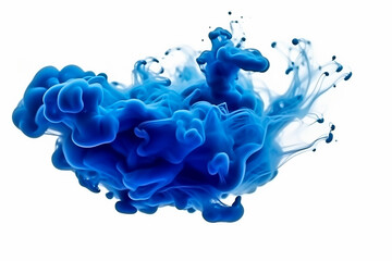 Colorful aqua blue ink flowing in abstract motion on a white background.