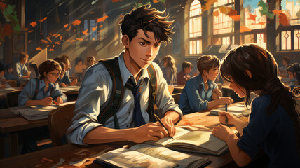 Obraz premium back to school .anime style